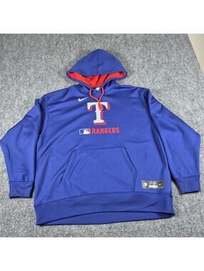 Nike Therma Fit Texas Rangers Hoodie Men’s M Blue Pullover MLB Baseball Hoodie